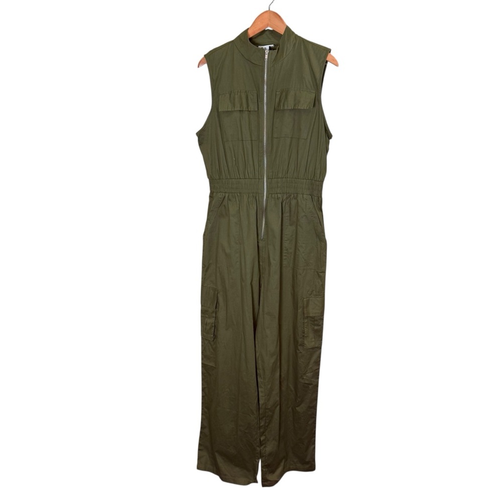 Sincerely Jules Women’s Cotton Sleeveless Utility Cargo Safari Jumpsuit sz XL